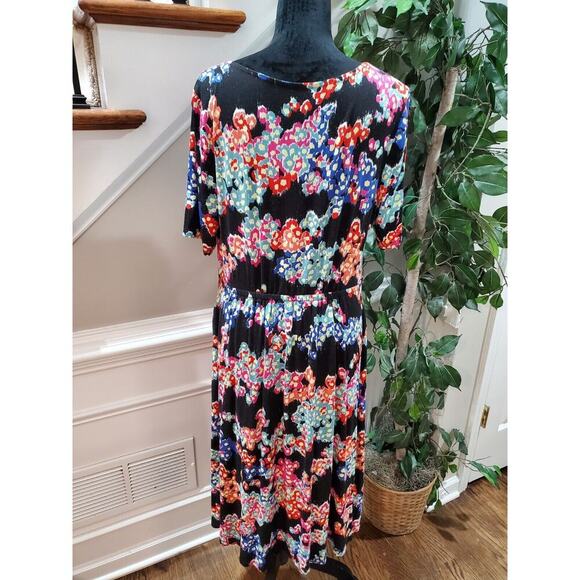 Jason Wu Women's Black Floral Sweetheart Neck Half Sleeve Knee Length Dress L - Picture 9 of 12